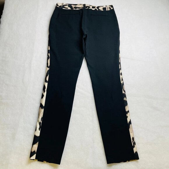 Diane Von Furstenberg Womens Black Animal Print Mary Mikado Pants Size 10 - Picture 2 of 11